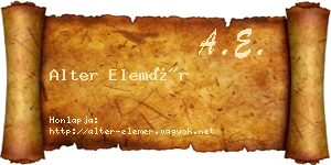 Alter Elemér névjegykártya